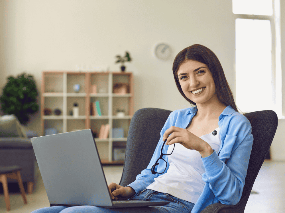 A woman using a Wireless Microphone for vlogging her Business Presentation