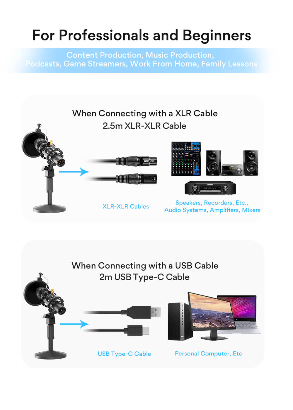 HD300T XLR/USB Internet microphone10