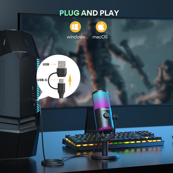 MAONO DM30RGB Microphone de jeu USB