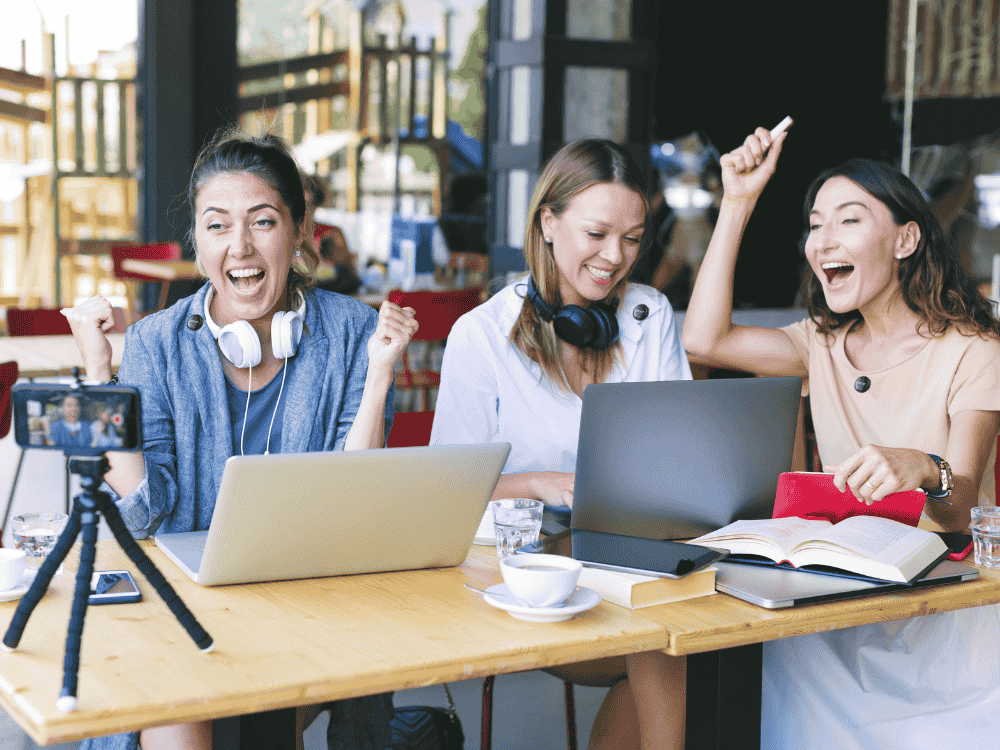 vloggers using a wireless microphone for their content