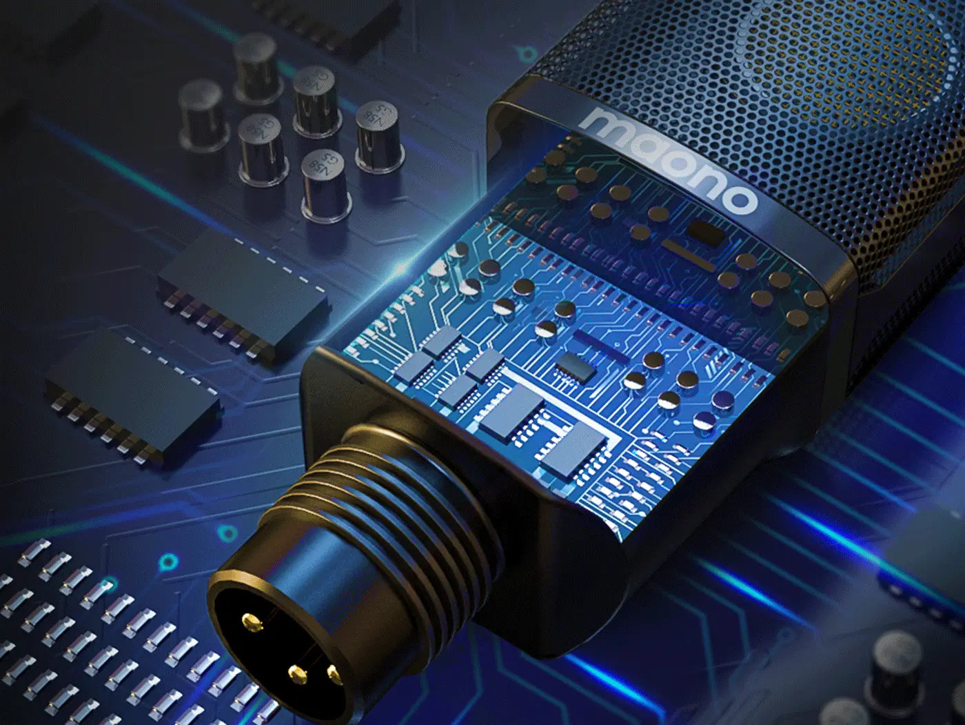What does a condenser do on a microphone?
