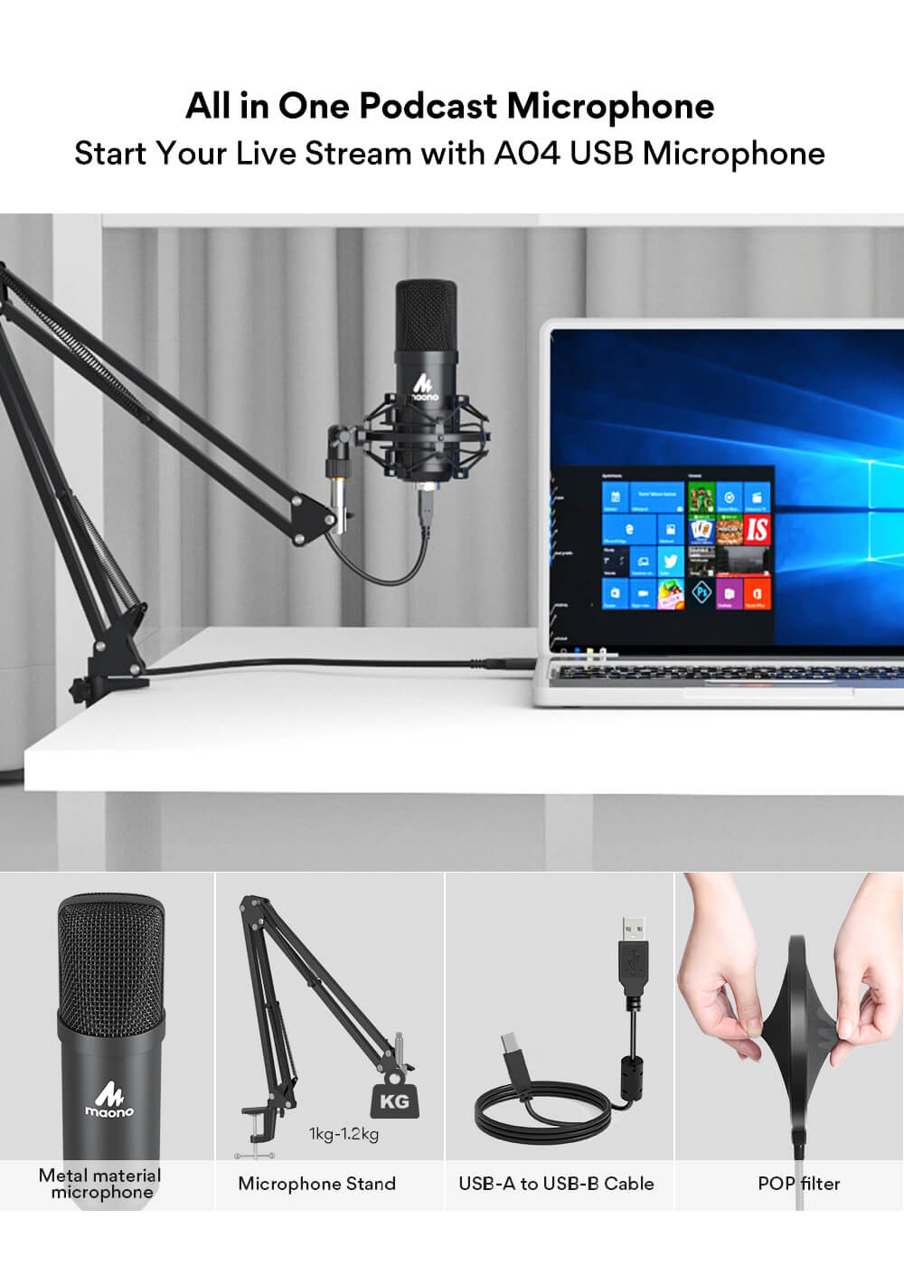 Maono AU-A04T Desktop Studio Microphone Kit Review - IGN