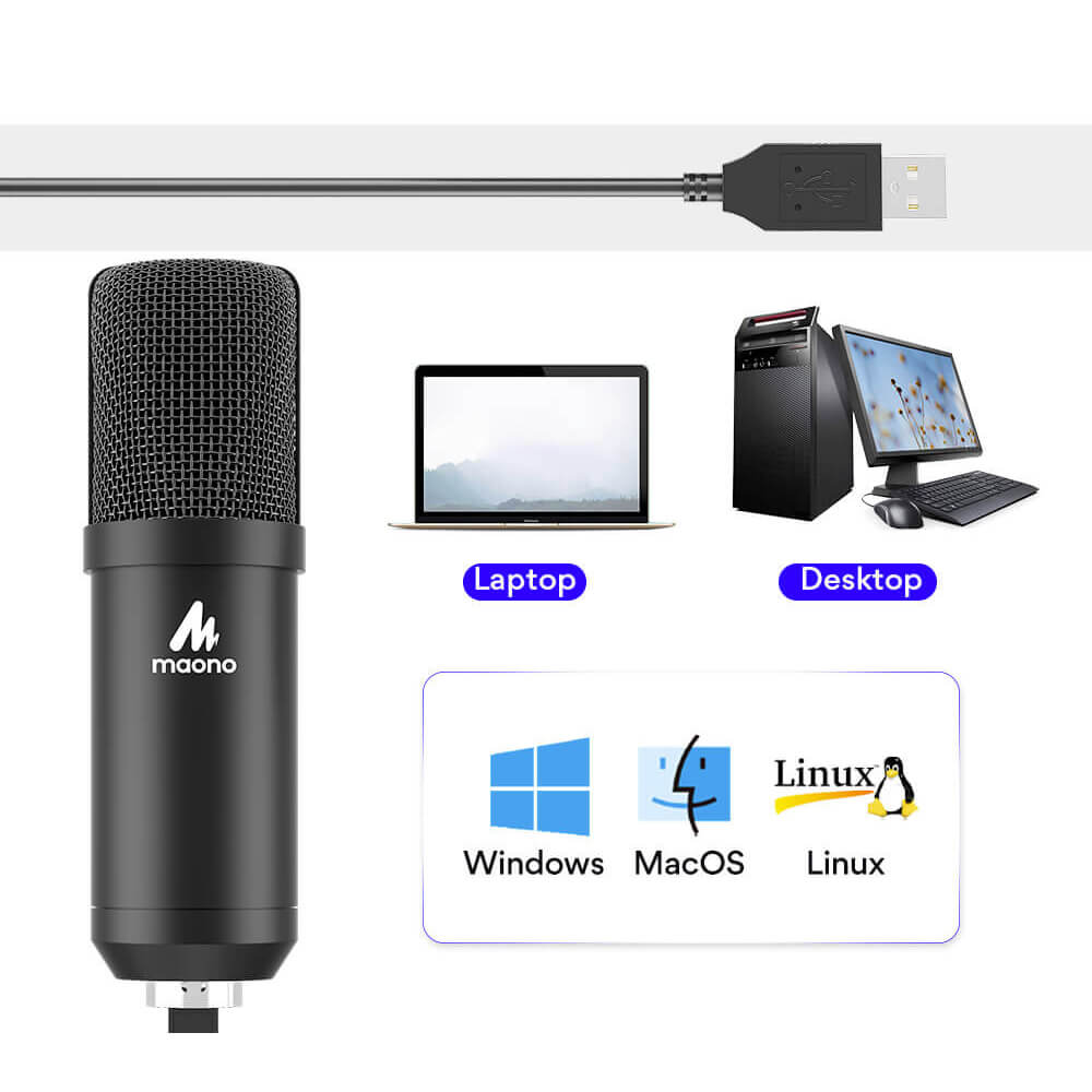 MAONO AU-A04 Kit de microphone de studio avec connexion USB sur table à  ressort et filtre anti-pop : : Instruments de musique et Sono