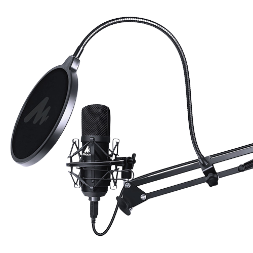 MAONO USB Podcasting Microphone Kit, 16mm mikrofon, arm med fäste, filter,  svart - Elgiganten
