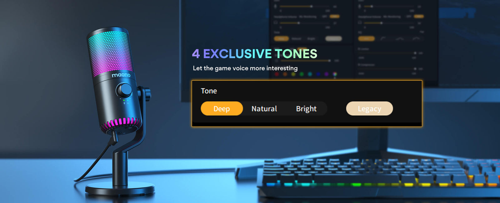 DM30RGB Gaming USB Microphone with Boom arm