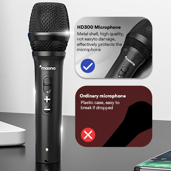 MAONO HD300T Microphone de diffusion dynamique USB/XLR