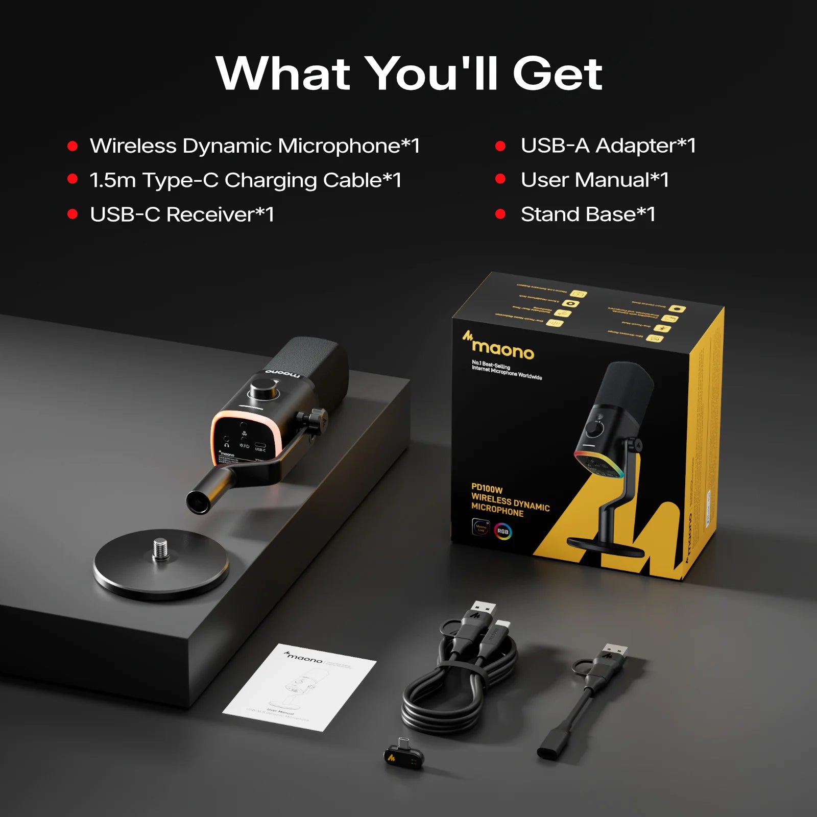 Maono PD100W wireless & USB microphone 08