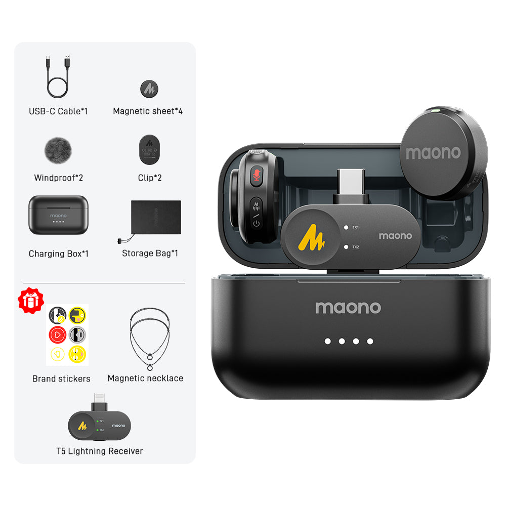 Maono Wave T5 Wireless Lavalier Microphone