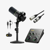 Maono P1 Audio Interface & PD200W Hybrid Microphone Studio Recording Bundle