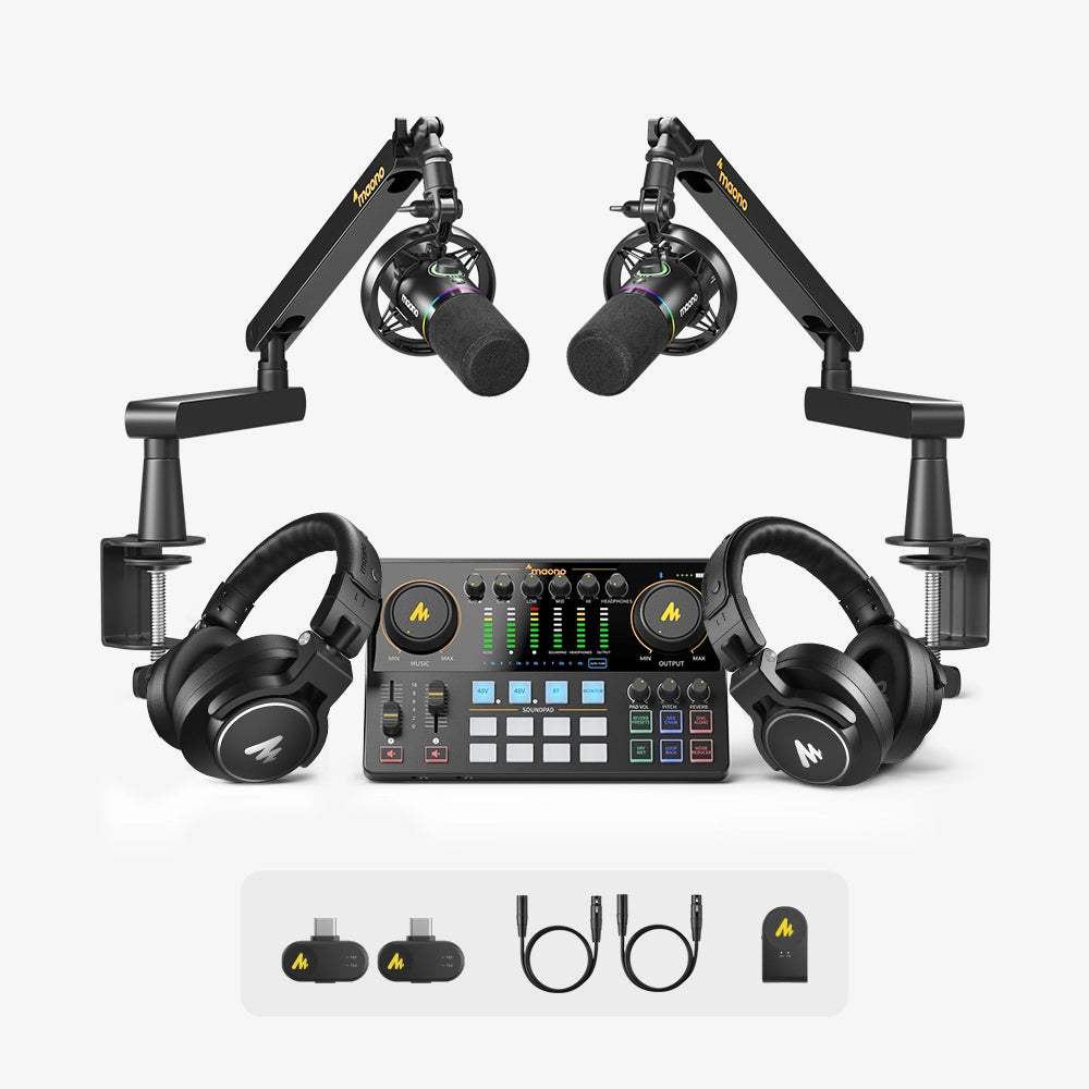 MAONO ゲーミング配信最強セット ミキサー&PD200XSマイク MAONO PD200XS USB/XLR Dynamic Microphone Set with Boom Arm | Maono