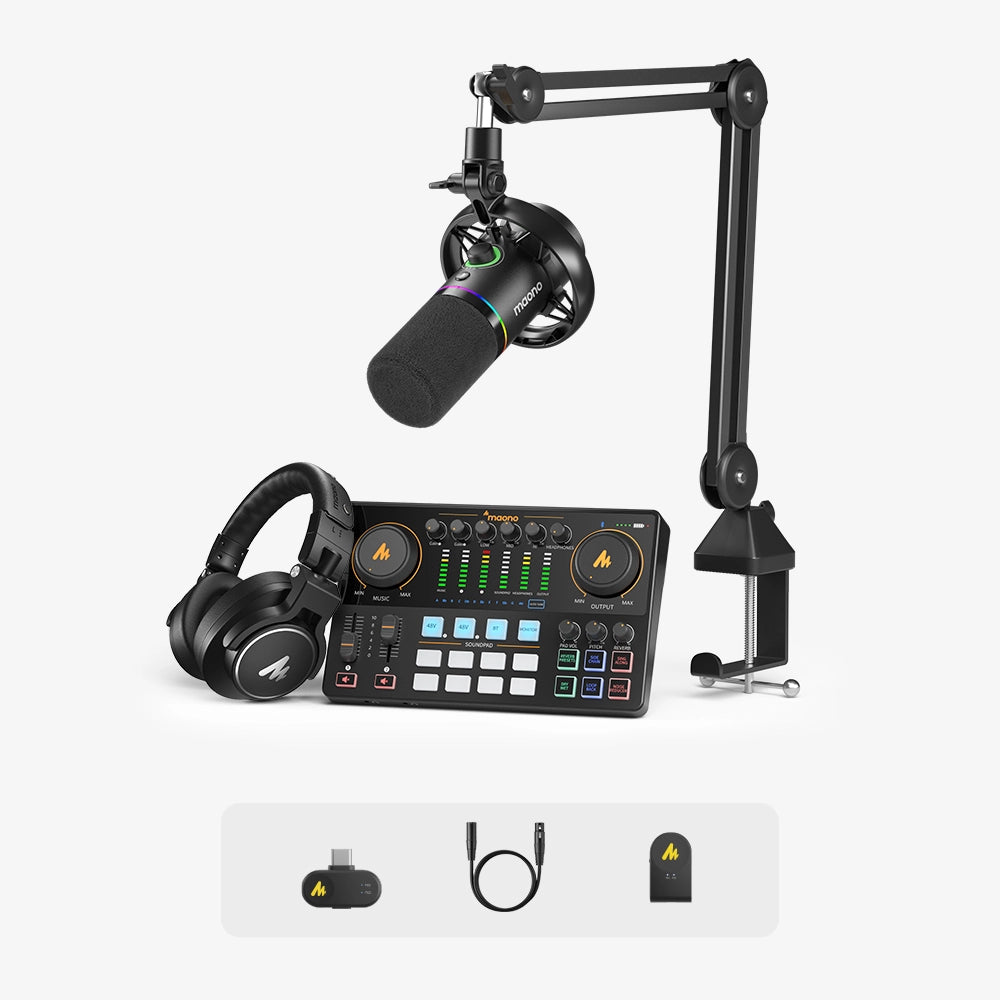 Maono PD200W Hybrid Podcasting Equipment Bundle