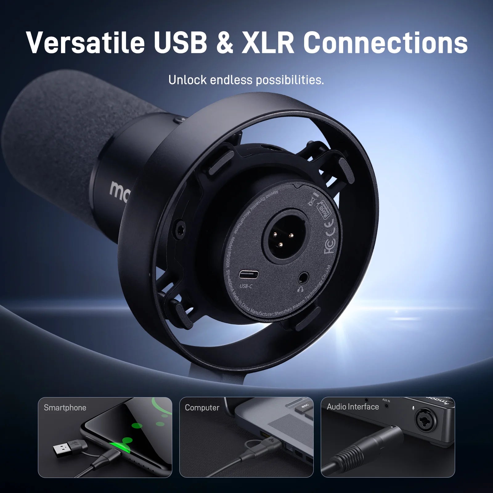 MAONO Microphone PD300X pour Podcast - Micro Professionnel XLR/USB, Hi-FI 192 kHz/24 Bit, réduction du Bruit, Logiciel Link, idéal pour Le podcasting et Les enregistrements vocaux en Studio MAONO Microphone PD300X pour Podcast - Micro Professionnel XLR/USB, Hi-FI 192 kHz/24 Bit, réduction du Bruit, Logiciel Link, idéal pour Le podcasting et Les enregistrements vocaux en Studio