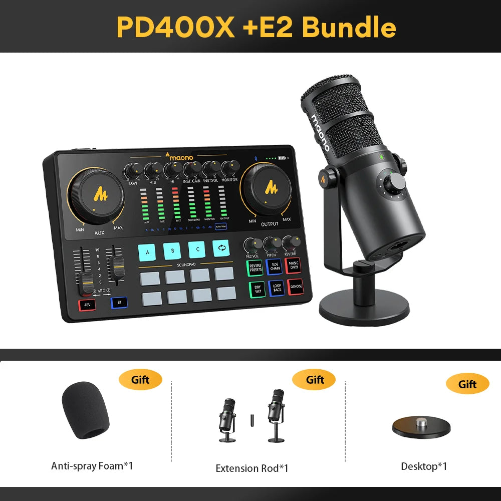 Maonocaster AME2 and PD400X Podcasting Equipment Bundle Set
