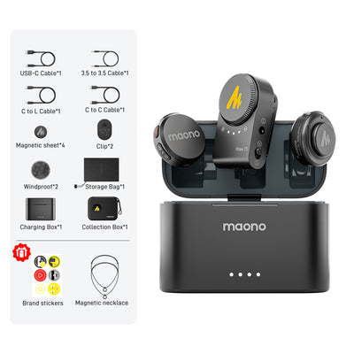Microfone Maono Wave T5 PA2 (Kit para Câmera com 2 Microfones)