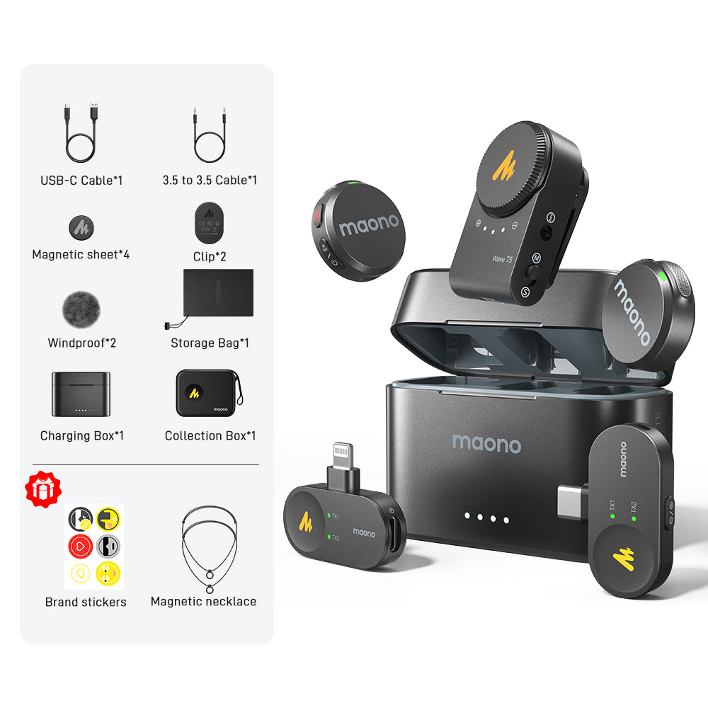 Maono Wave T5 Wireless Lavalier Microphone