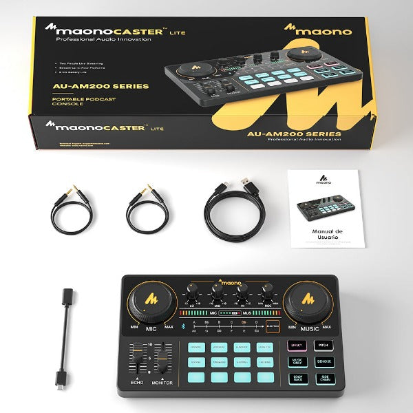 DJ機材 MAONO MAONOCASTER LITE (AU-AM200-S6) Amazon.com: MAONO Podcast Equipment Bundle Audio mixer All